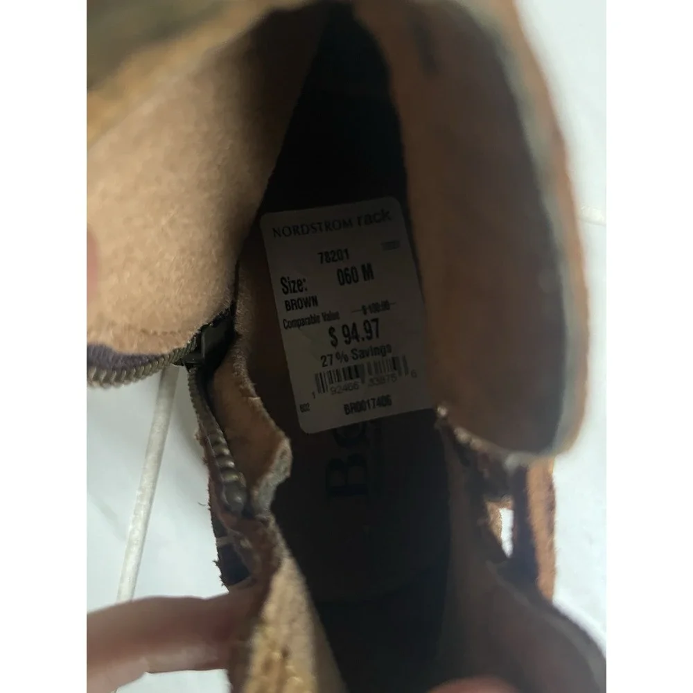 Born Women's Tarkiln Brown Suede Ankle Boots Zip Leather‎ Wrap Laces Size 6 M/W